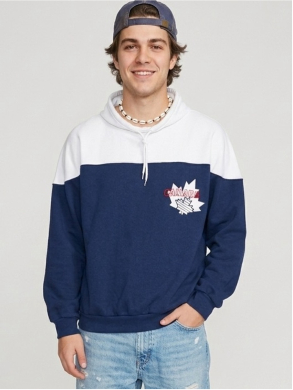 VTG DEADSTOCK NWT 90s Foot Locker Colorblock Canada Hoodie Size L